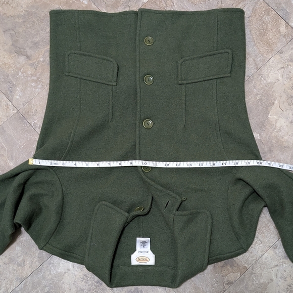 Talbots Medium Olive Green Wool & Alpaca Blend Long Sleeve Button‎ Down Jacket - Picture 8 of 10